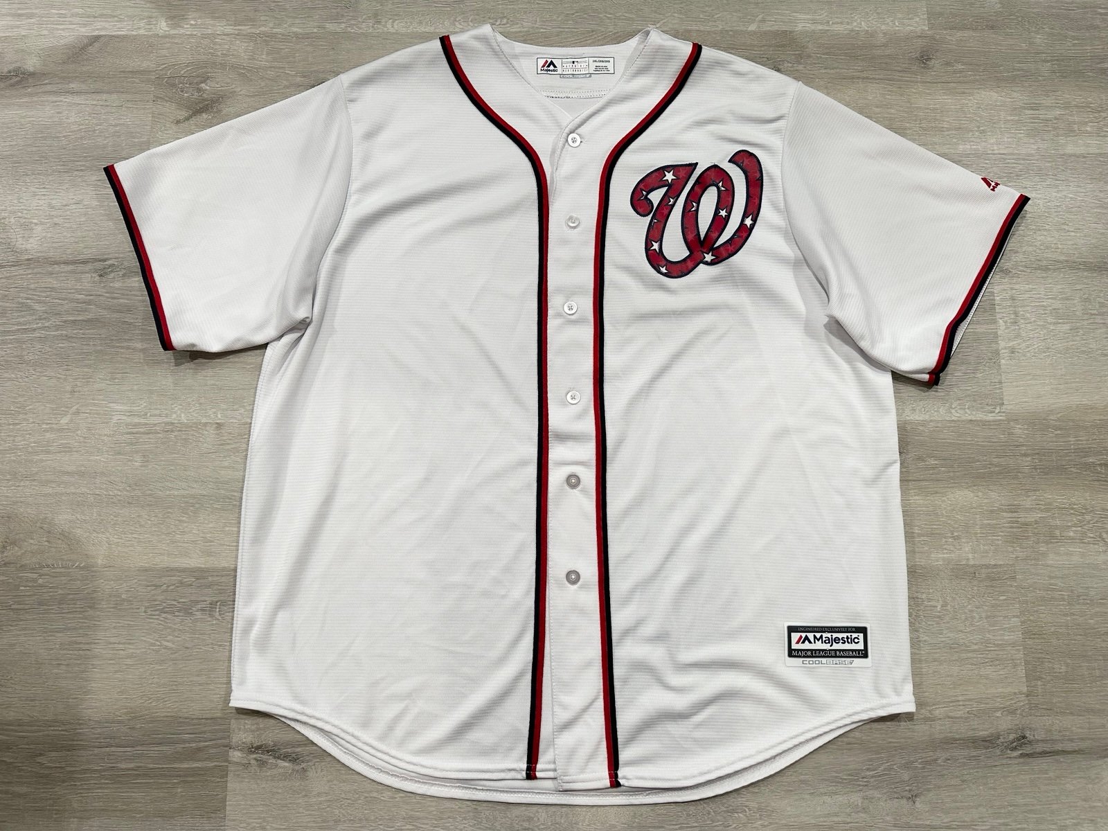 P90 Majestic MLB Washington Nationals Baseball Jersey White Stars Mens 2XL