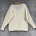Vintage Ivory V Neck Knit Sweater Grandpacore Minimalist Old Money Sz M/L