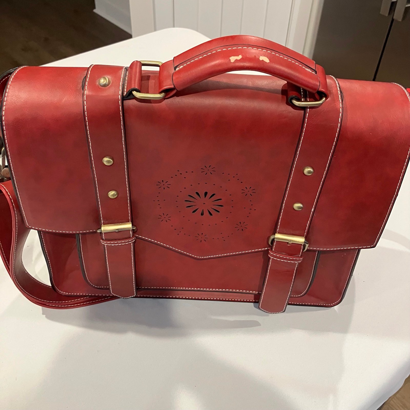 FREE PEOPLE ECOSUSI Briefcase Bag Laptop Travel Messenger Damage On Handles