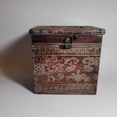 Antique Wood Storage Box Wooden Keepsake For Jewelry Trinket Floral Home Decor