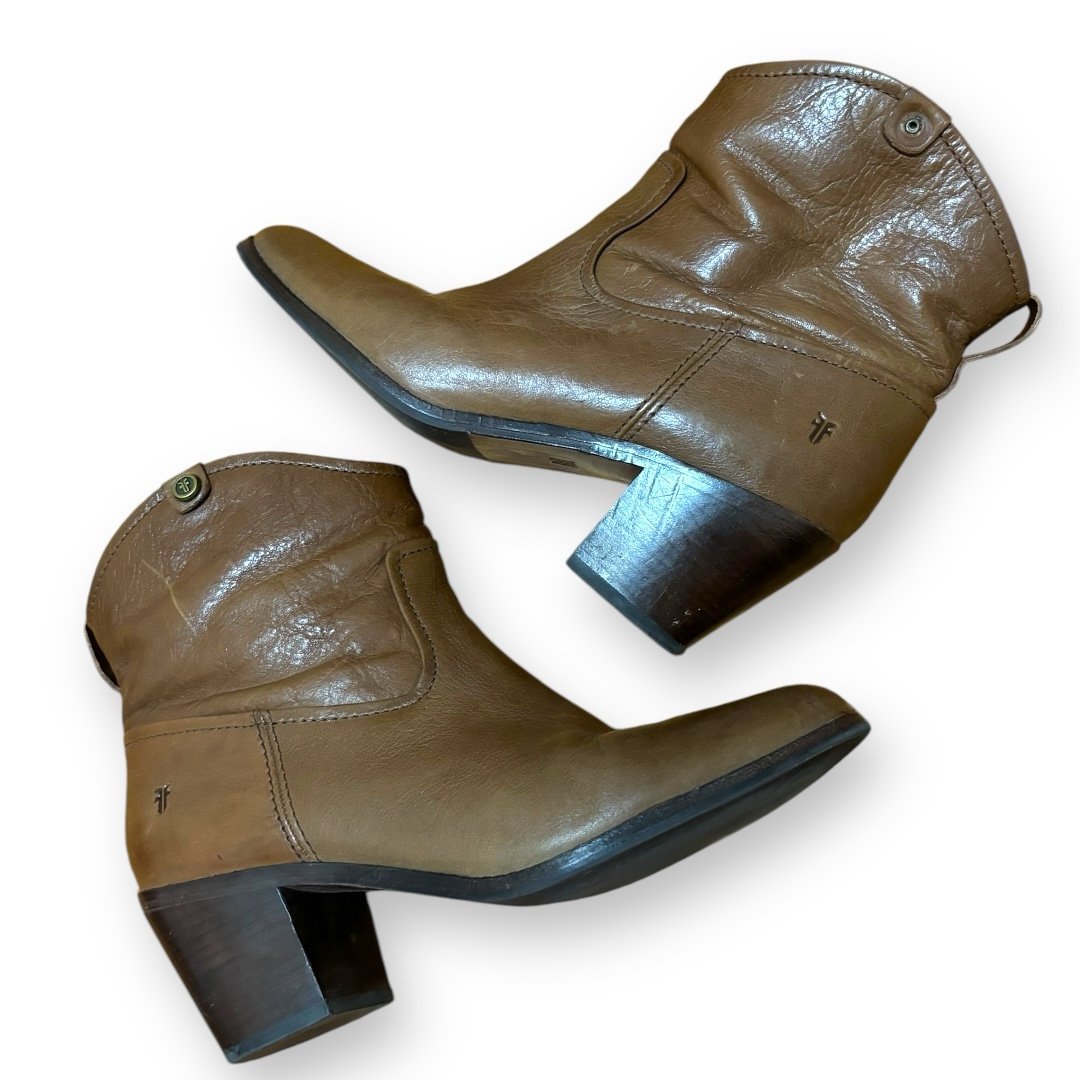 Frye Brown Tan Cognac Jolene Pull On Leather Booties Boots - Size 10M