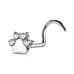 20G Arm Screw- Dog Paw Nose Stud. 4 White Topaz Stones w/ Stainless Steel