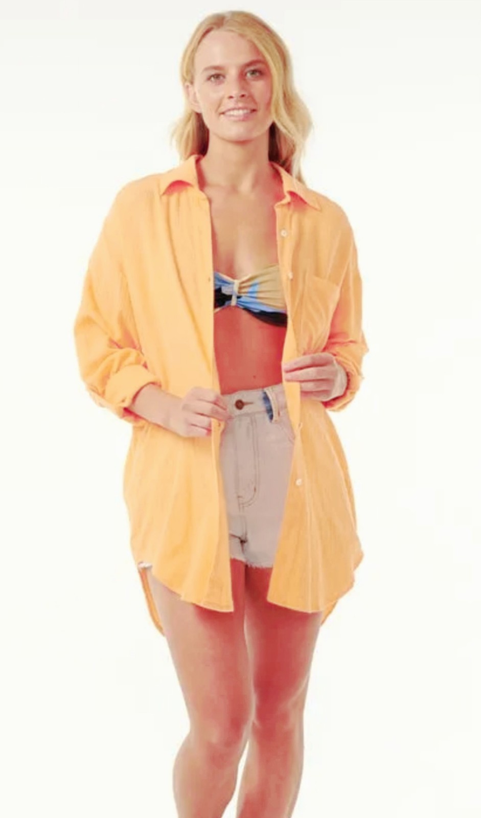 Real Comfort 100% Linen Orange Peach Button-Up Shirt Sz.2x NWOT