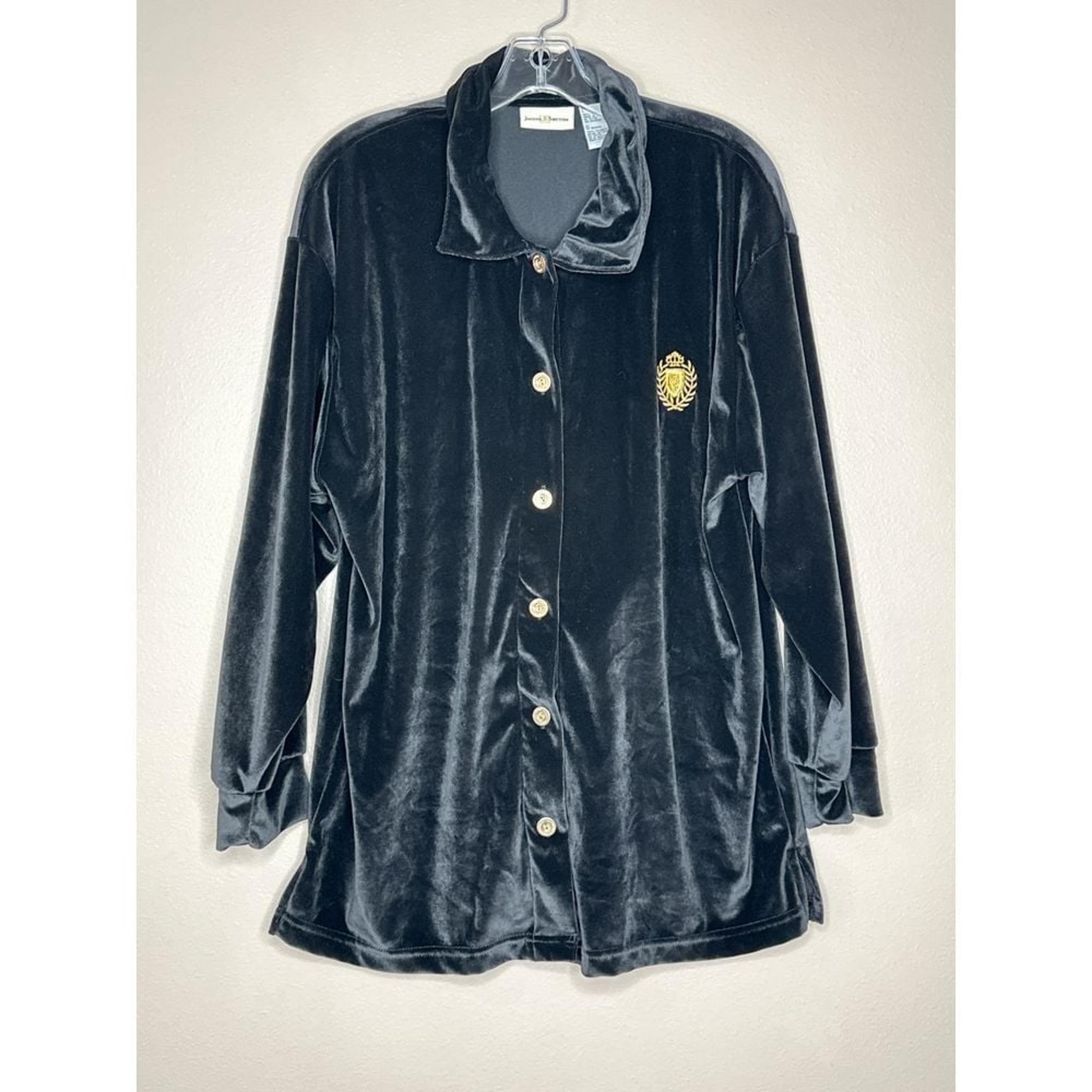 Jaclyn Smith VTG Luxury Velvet Blazer Coat Gold Button Embroidered NWT Size L