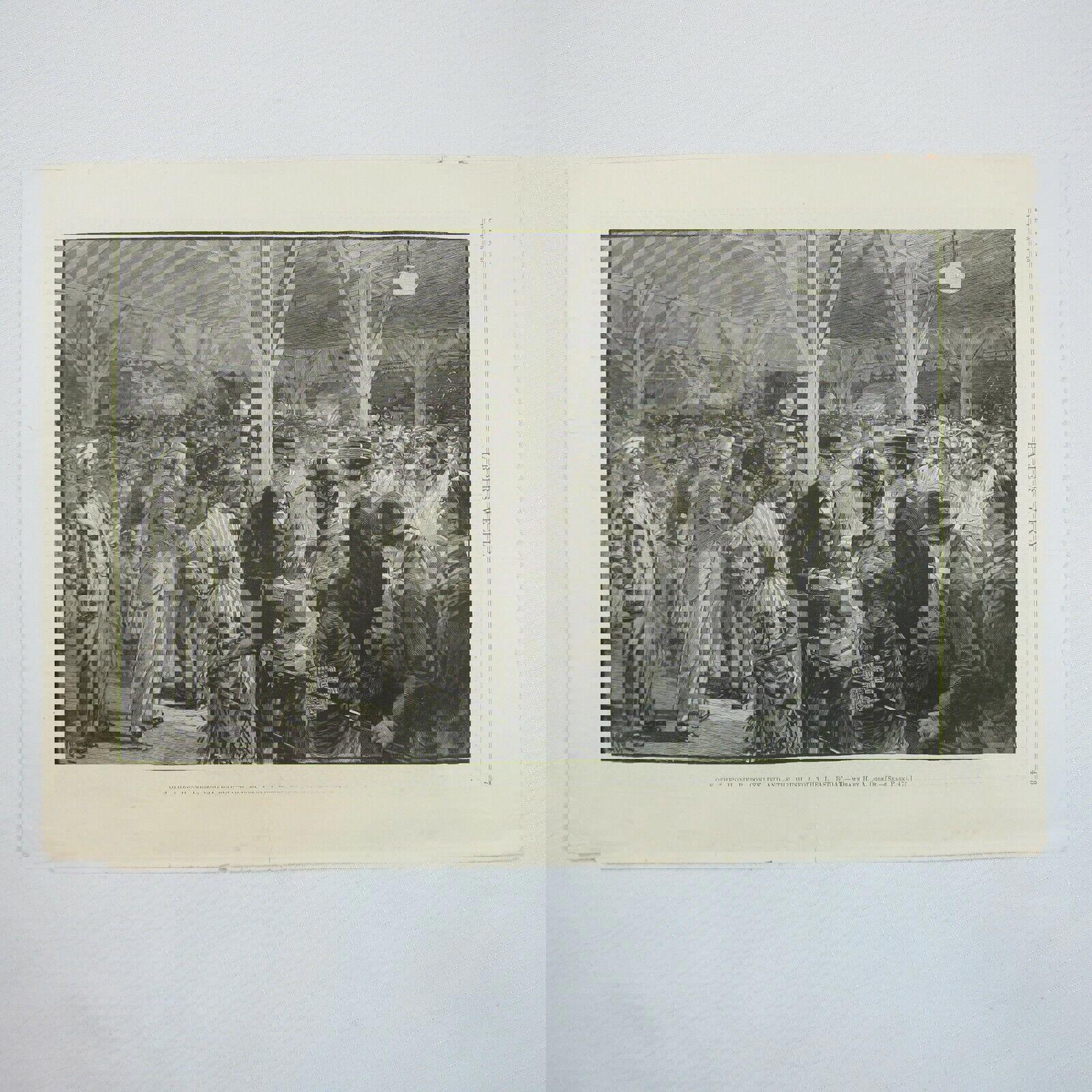 Antique 1882 Print On the Iron Pier, Coney Island Henry A. Ogden Harpers Weekly