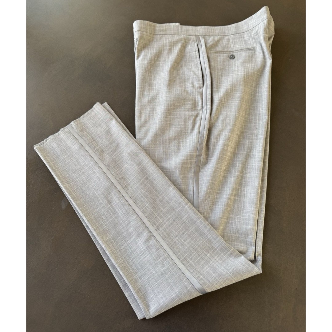 Tre Vero Modern Fit dress pants Flat Front Tuxedo Striped size 46R Gray Unhemmed
