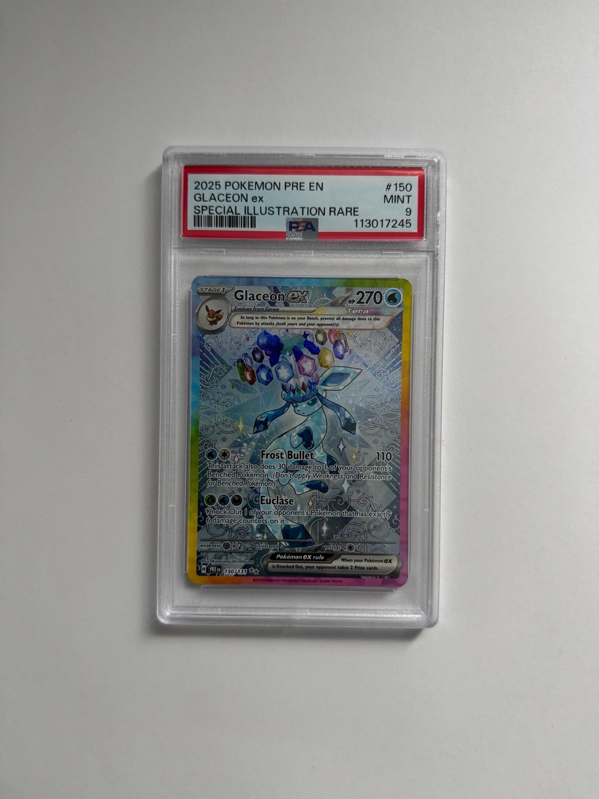 2025 Pokemon Pre En Glaceon ex 150/131 Special Illustration Rare PSA 9