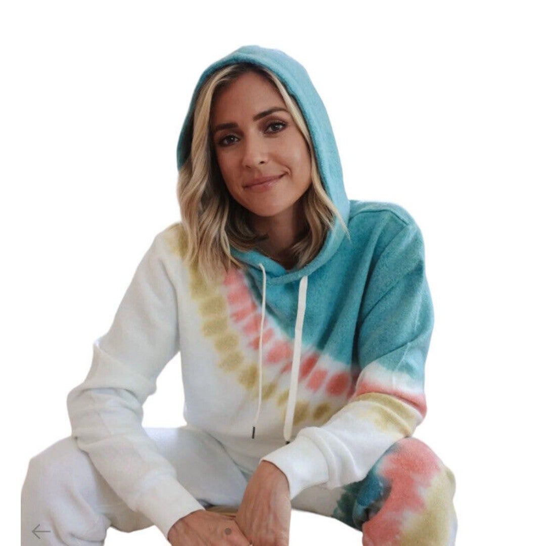 Kristin Cavallari x Feat Blanket Hoodie Size M Tie Dye Retro Stripe EXCELLENT