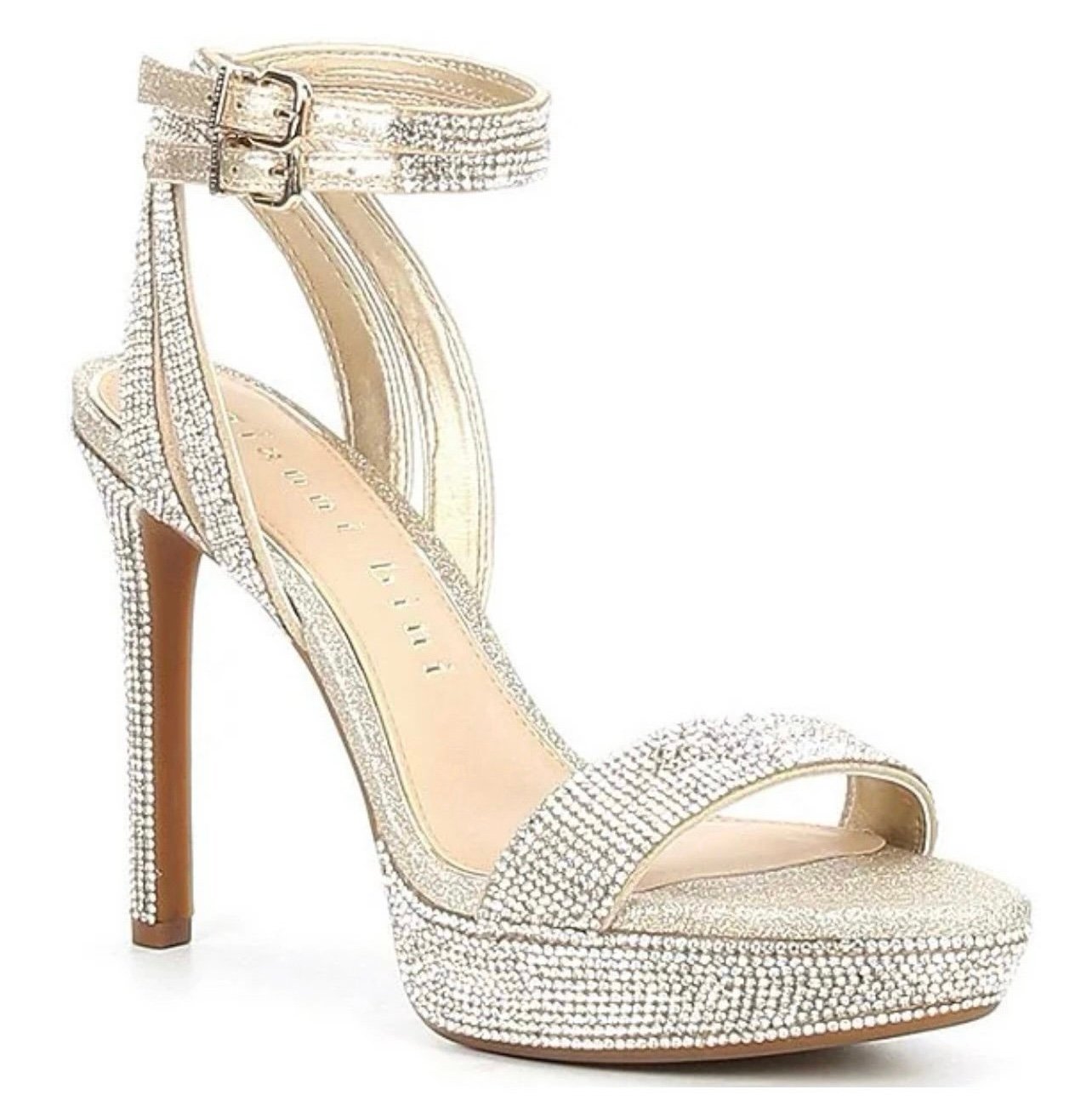 Gianni Bini Women’s Embellished Ankle Strap Jewel Glitter Platform Dress Sandals