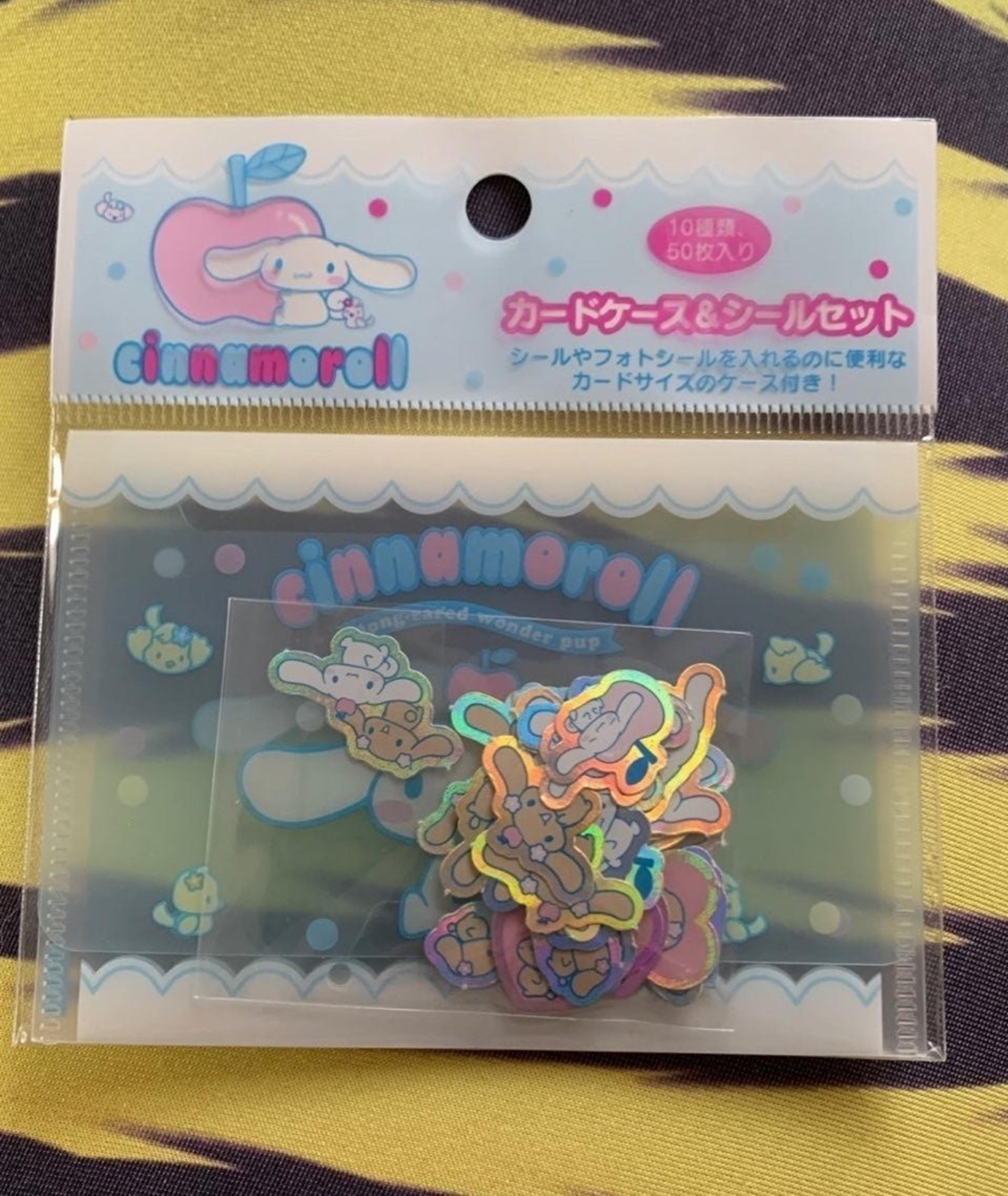 Vintage Sanrio cinnamoroll sticker flake with plastic card case kawaii 2004