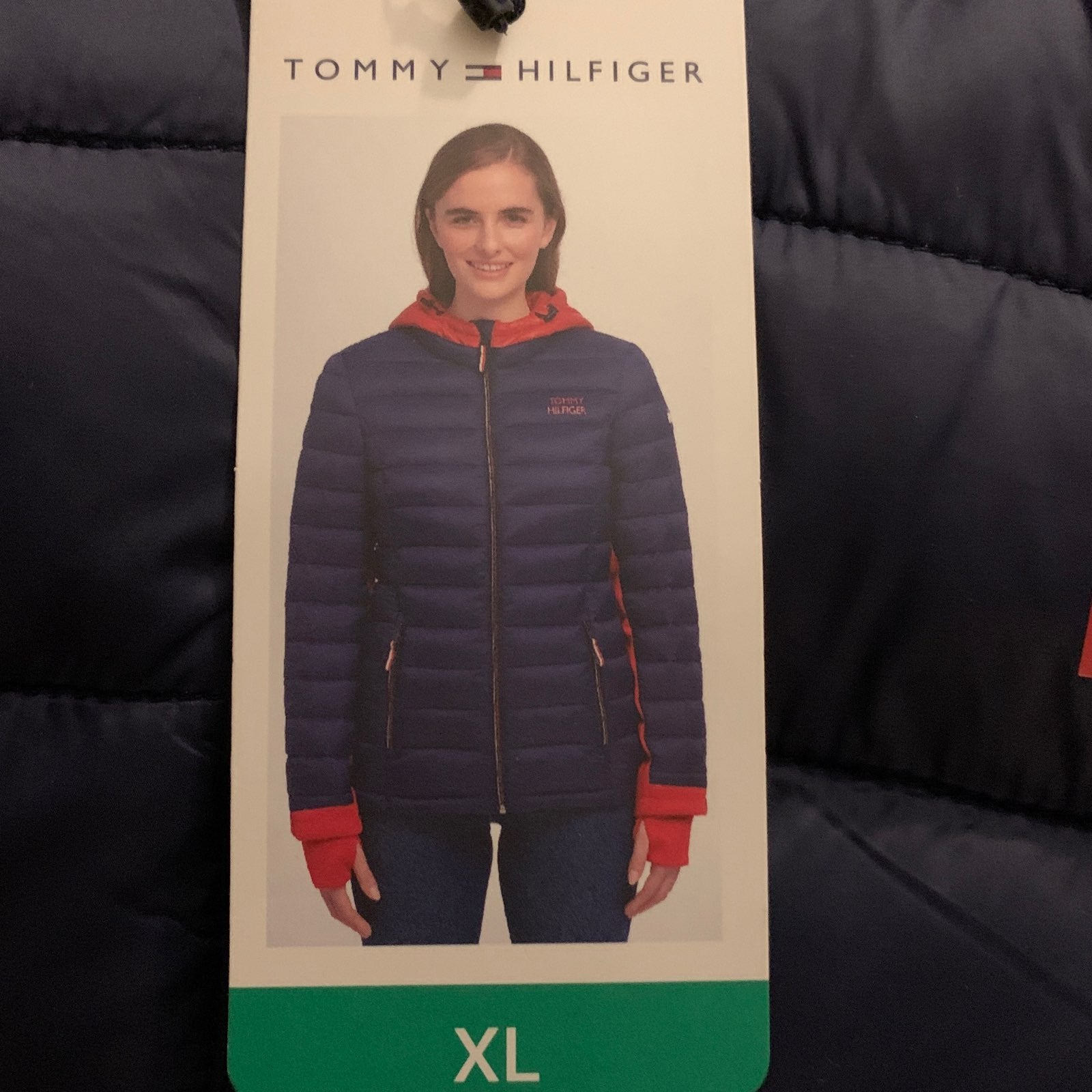Tommy Hilfiger puffer/ bomber jackets for women, XL, Navy/red