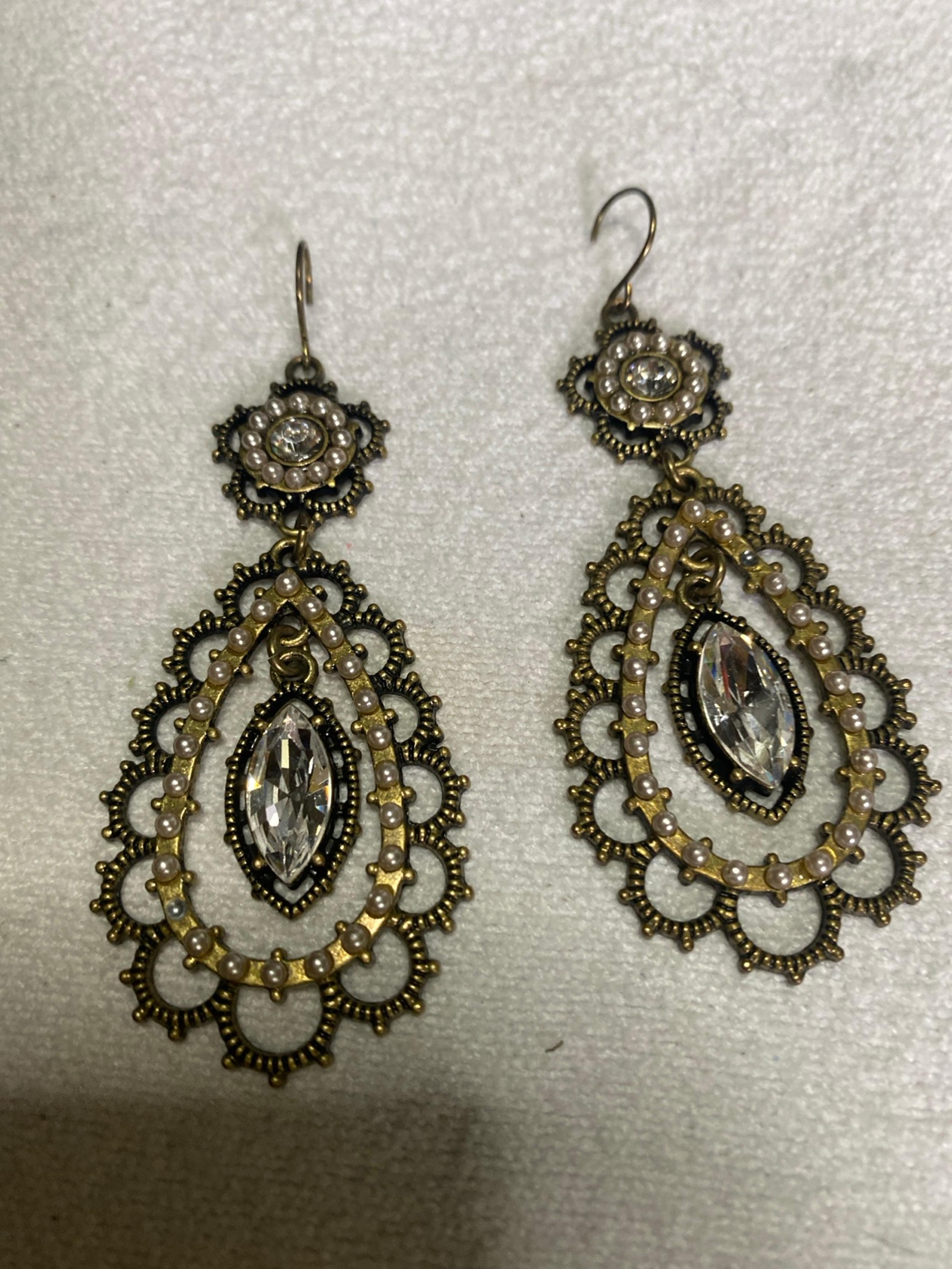 Chloe and Isabel Pearl + Crystal Floral Filigree Earrings  E014RAW New