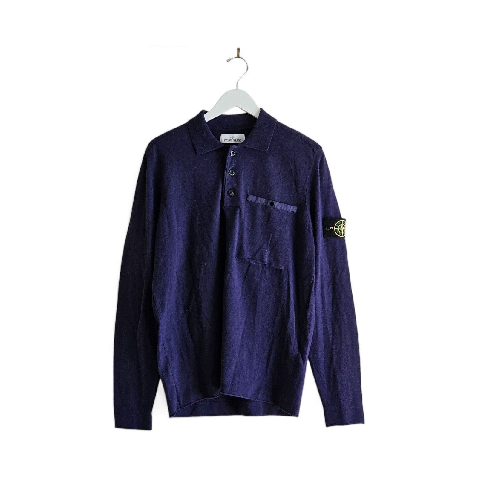 Stone Island 533B8 Raw Cotton Polo Shirt with pocket in Blue NWT 415