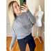 VICI Heather Gray Ribbed Round Neck Draped Pullover Sweater
