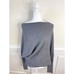 VICI Heather Gray Ribbed Round Neck Draped Pullover Sweater