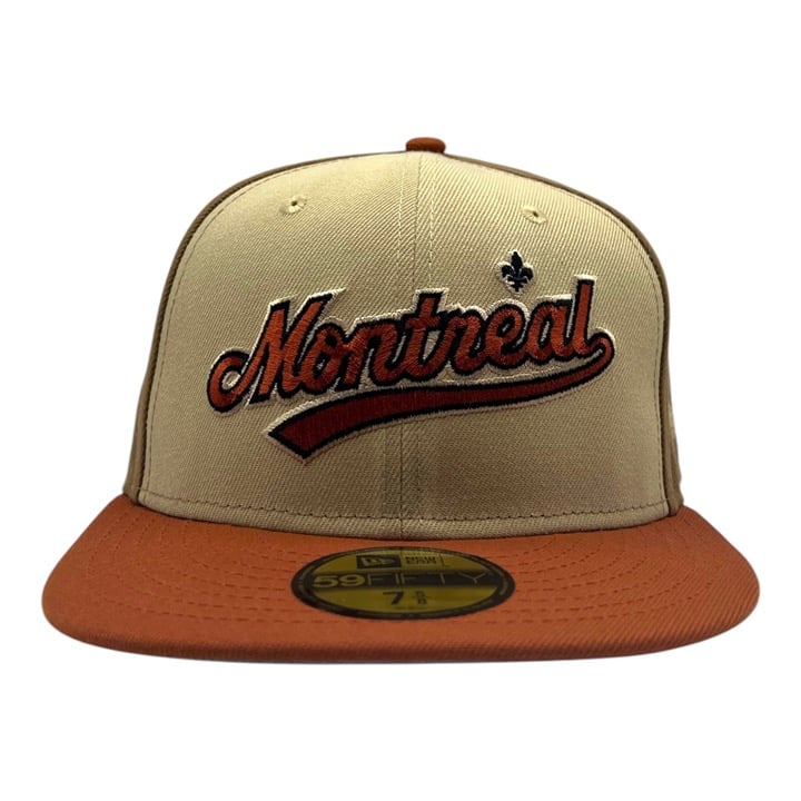 Montreal Expos Vegas Gold Wheat MLB New Era 59Fifty Fitted Hat/Cap Size 7 5/8