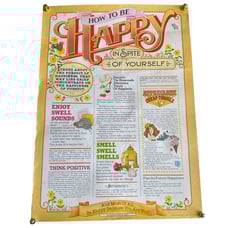 Vintage 70s How to be Happy Hallmark Lithograph Poster 1979 Rare