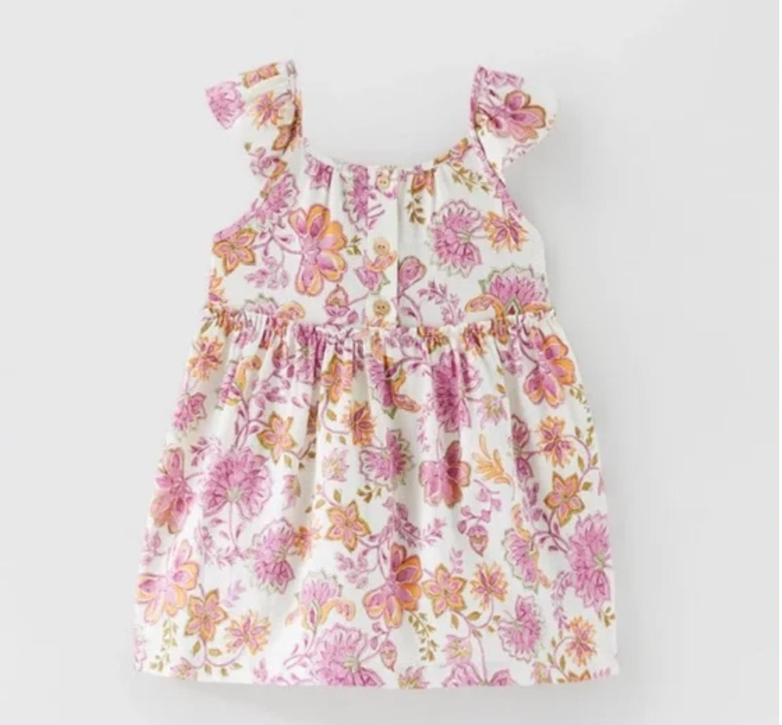 Zara pink and orange floral tank dress, 4-5 years