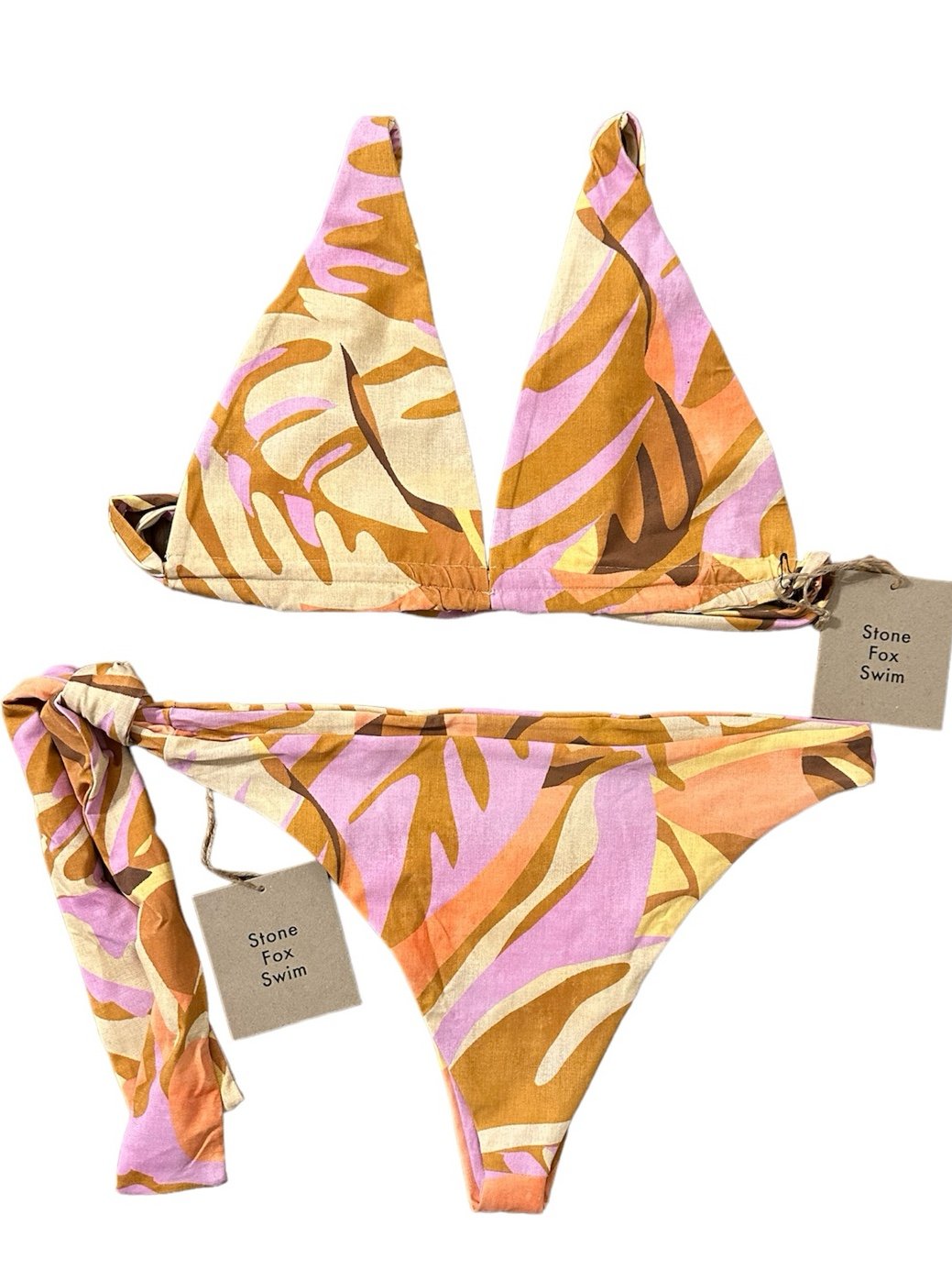 STONE FOX SWIM Paloma Tropic Top and June Tropic Bottom NWT XL Swim Bikini Set