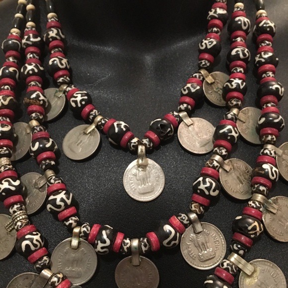 Gypsy Rajasthani Aum coin necklace India