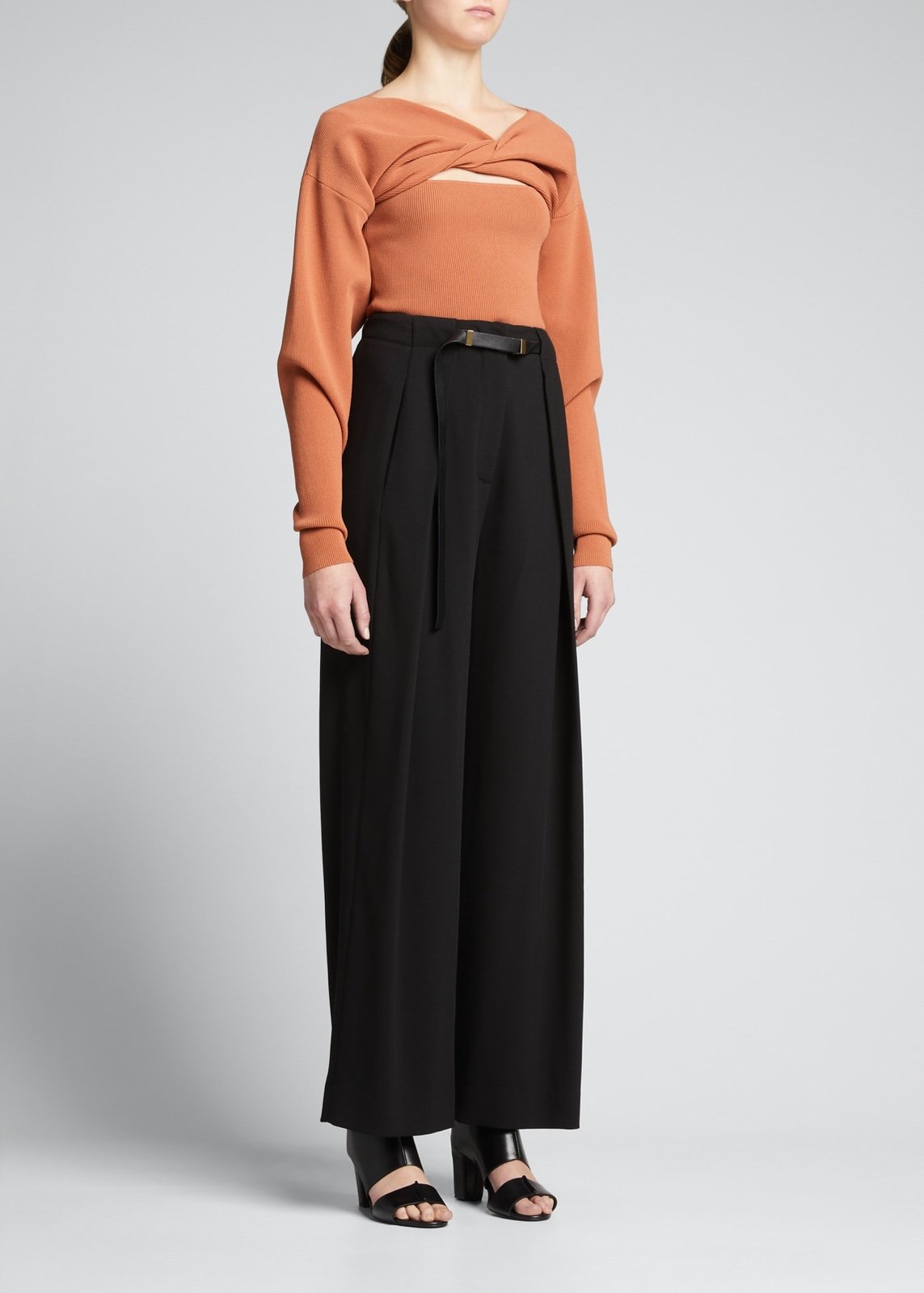 A.L.C greer bolero brown ribbed crop sweater