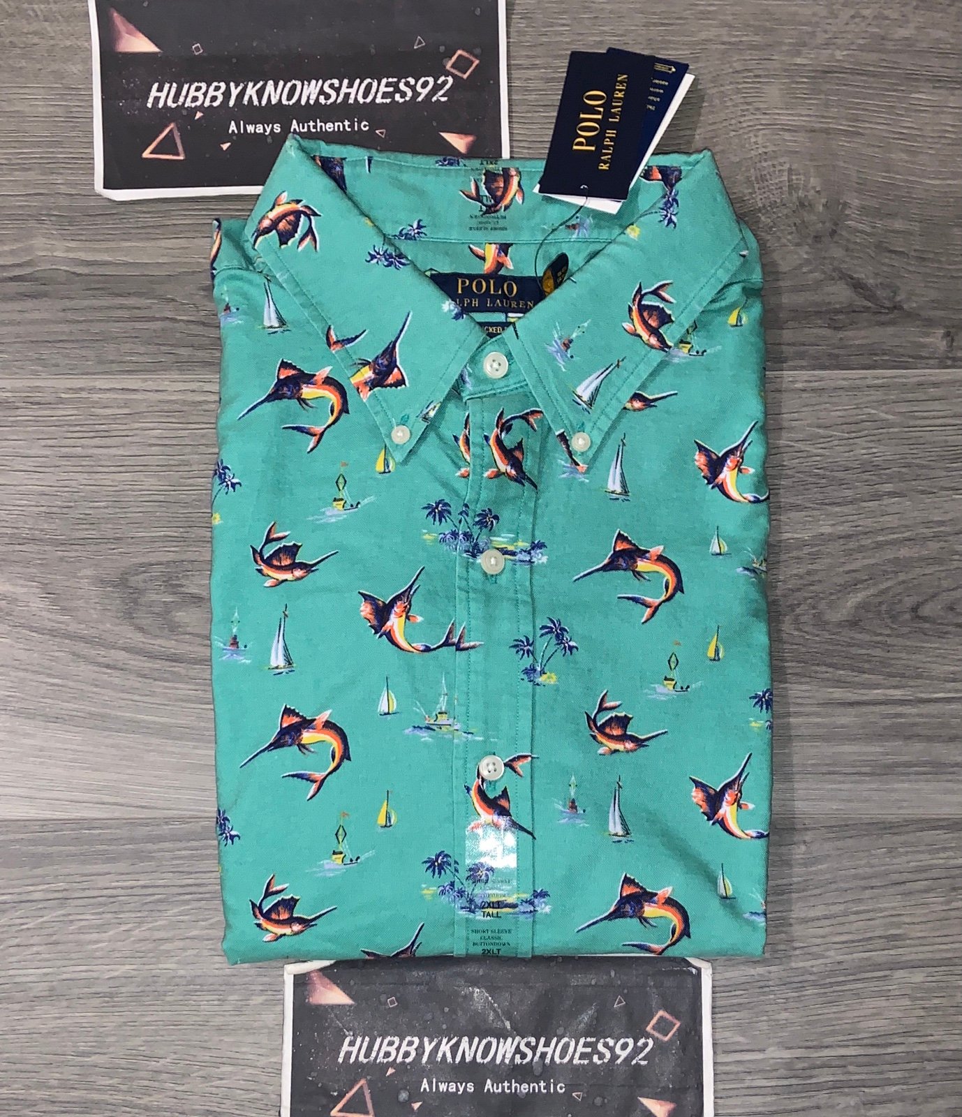 POLO RALPH LAUREN Mens Big & Tall Turquoise Tropical Untucked Shirt Size XLT NWT