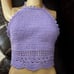 Crochet Purple Lavender Halter Crop Top Size Small