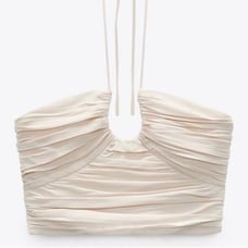 Zara Draped Halter Top, Color: Vanilla, Size: L, NWOT