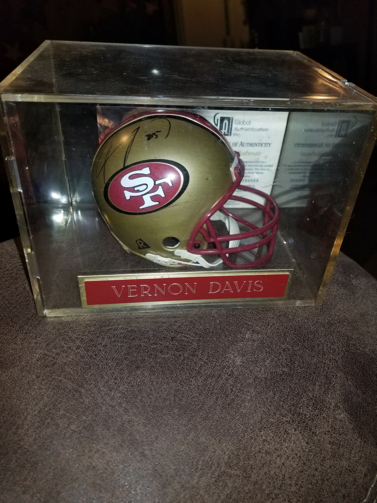 Vernon Davis autographed mini helmet