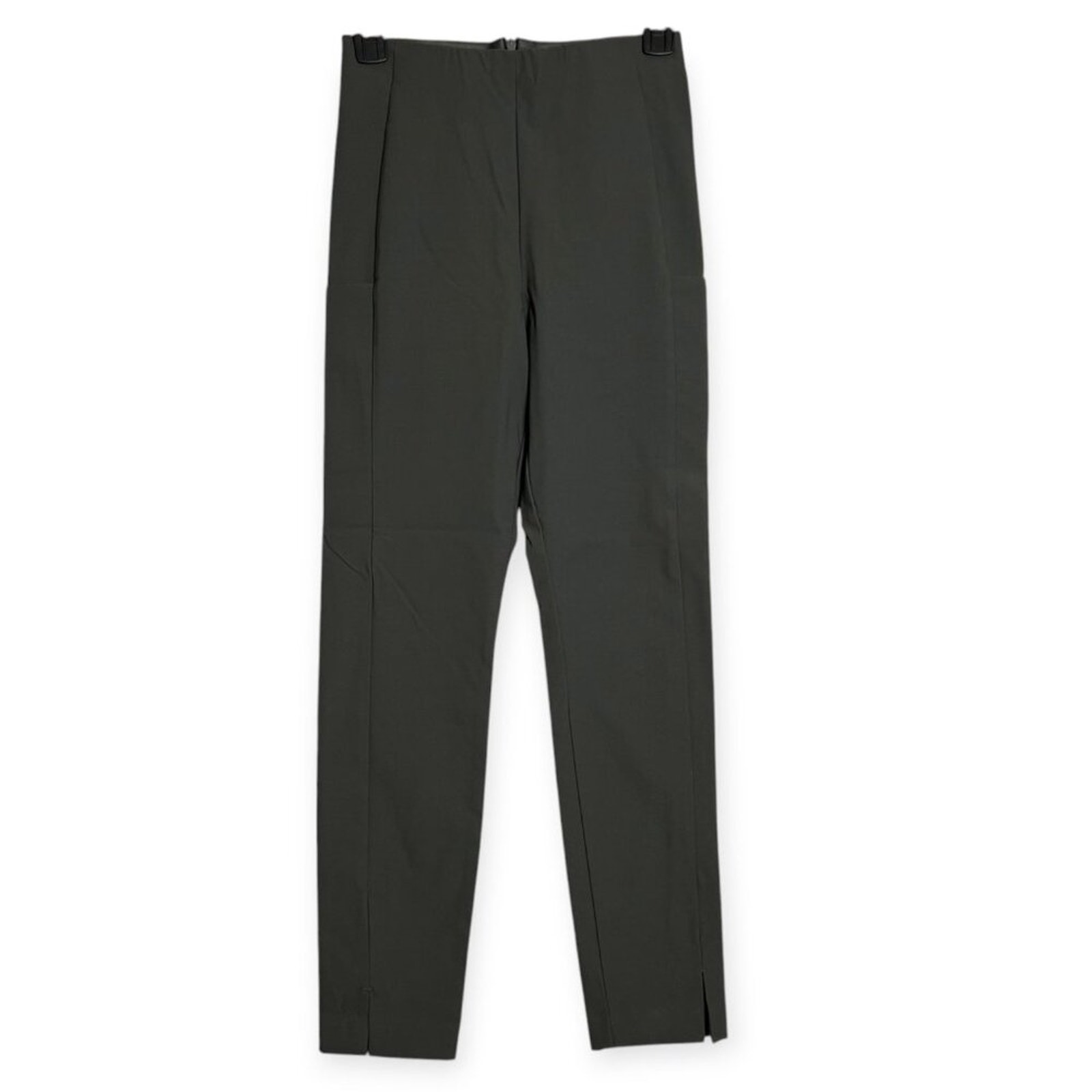 Athleta Wander Slim High Rise Pants SIZE 0 Gray Back Zip Ankle Split Hem Trouser