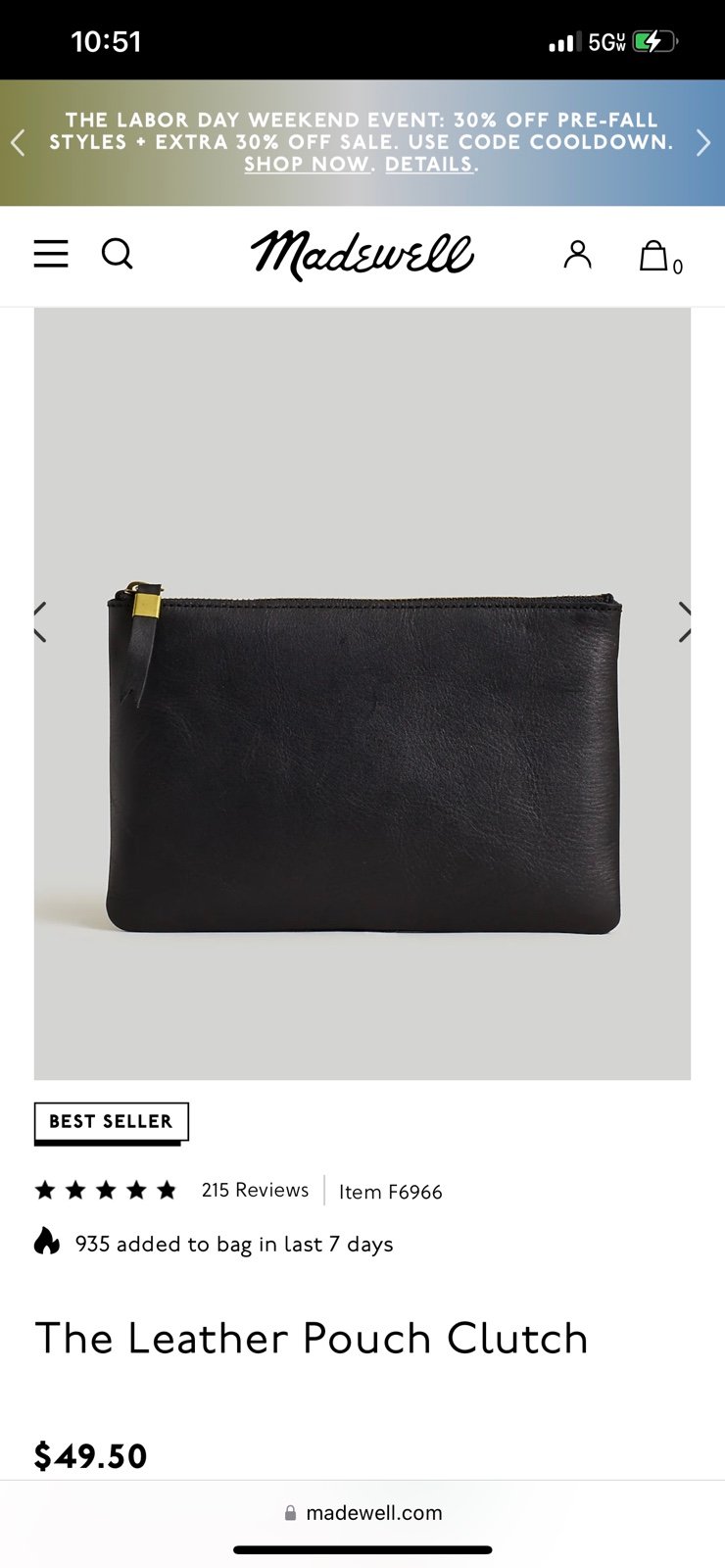 Madewell Leather Pouch Clutch