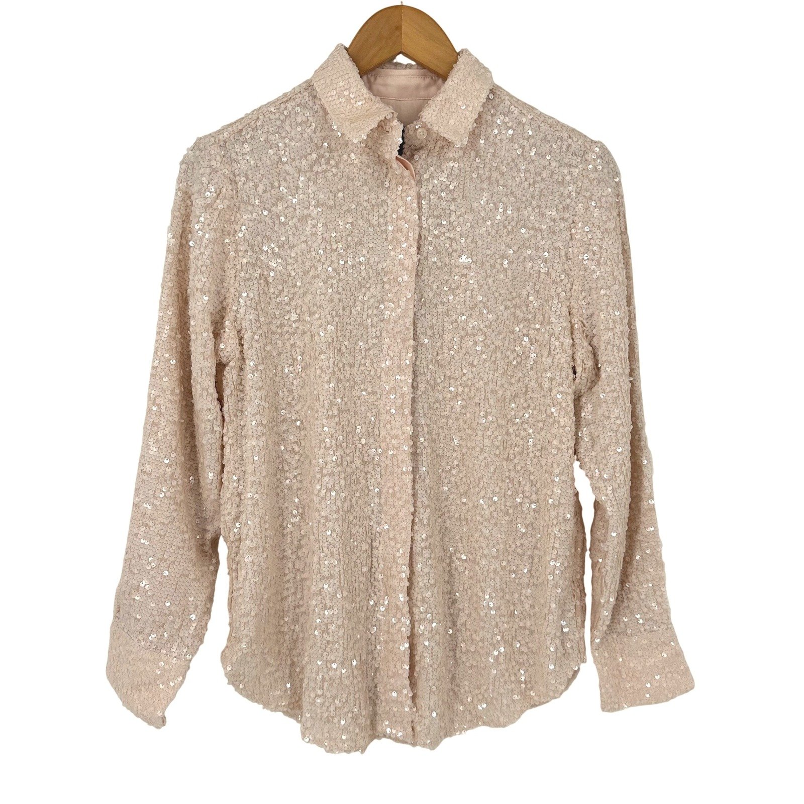 New J.Crew Collection Sequin Classic Top 2 Long Sleeve Button Down Shirt BV869