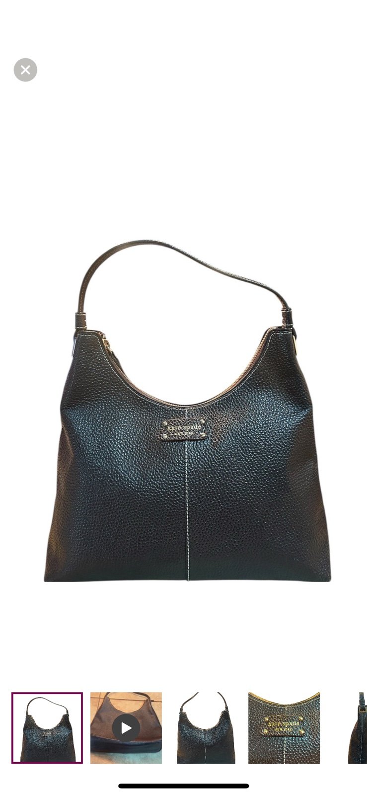 Kate Spade Black Pebbled leather Large Black Hobo Shoulder Bag PurseBag