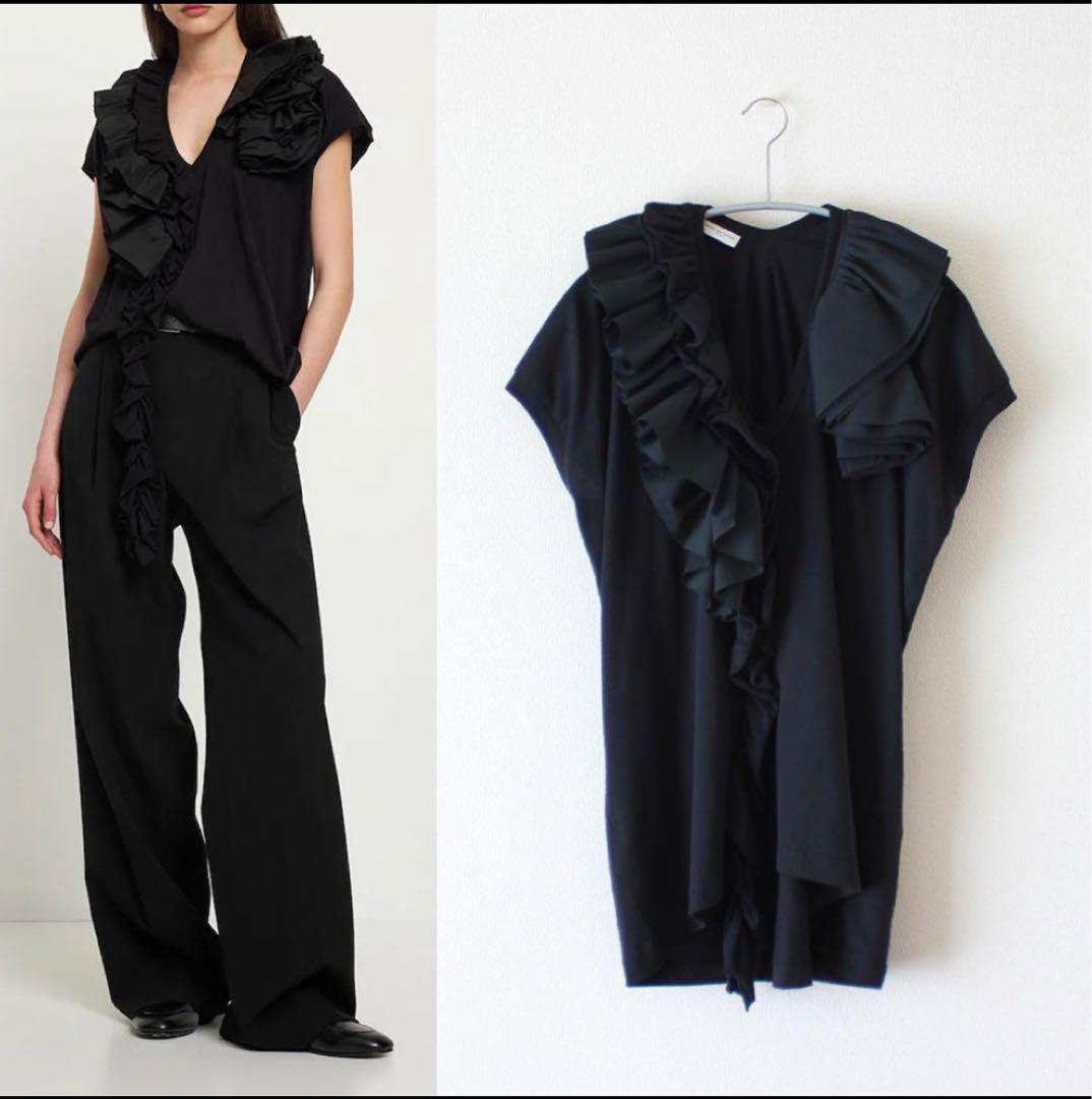 DRIES VAN NOTEN / Frill French Sleeve Cutsew Black