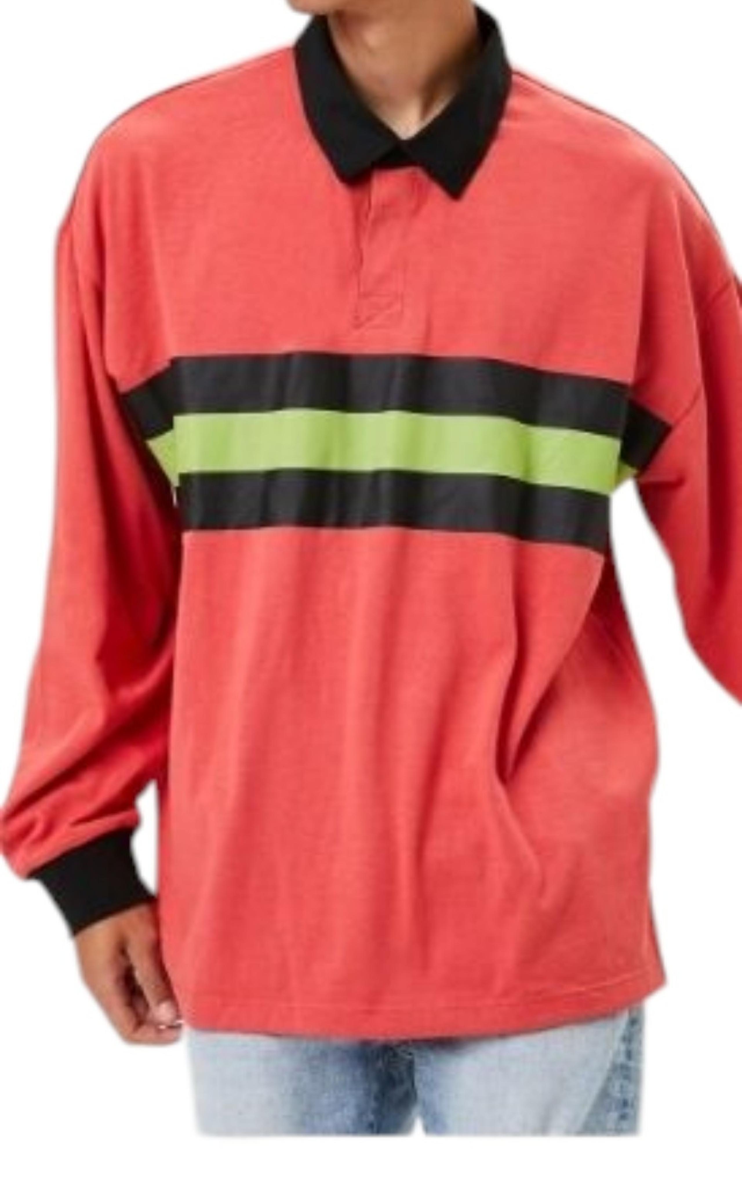 Forever 21 Striped Panel Long Sleeve Shirt Size L