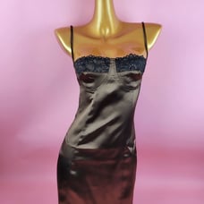 Sexy Lace Panel Satin Cami Dress