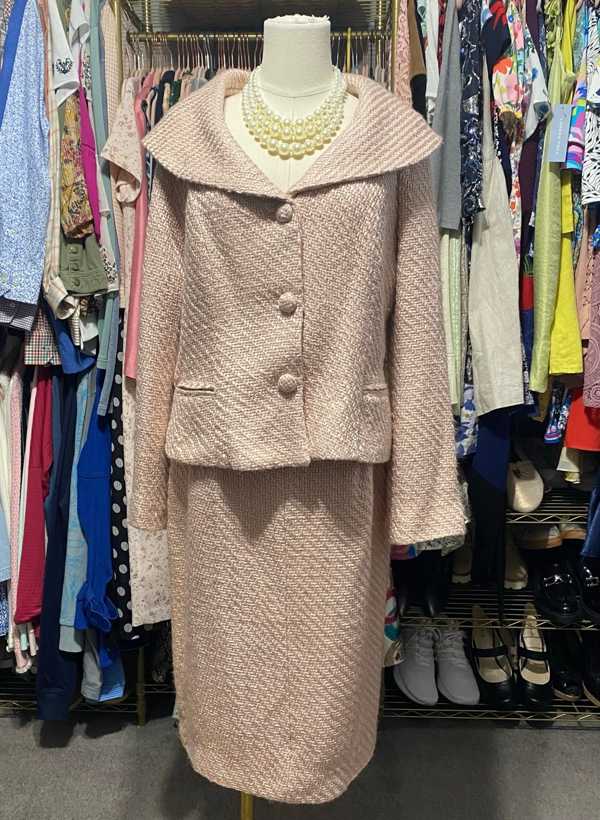 Pierre Cardin Pink Tweeed Skirt Suit