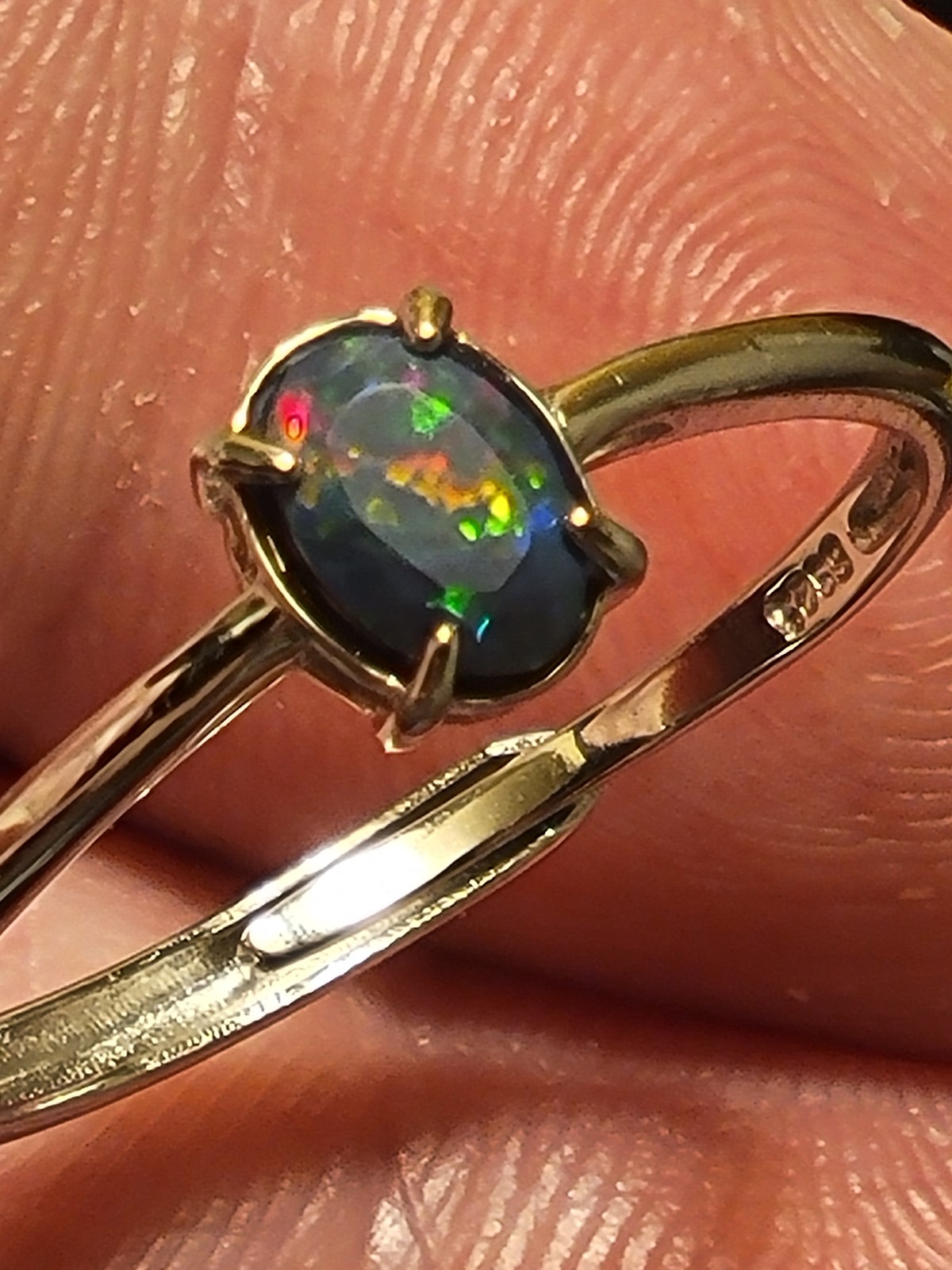 925 Sterling Silver Black Opal Ring (.35ctw)