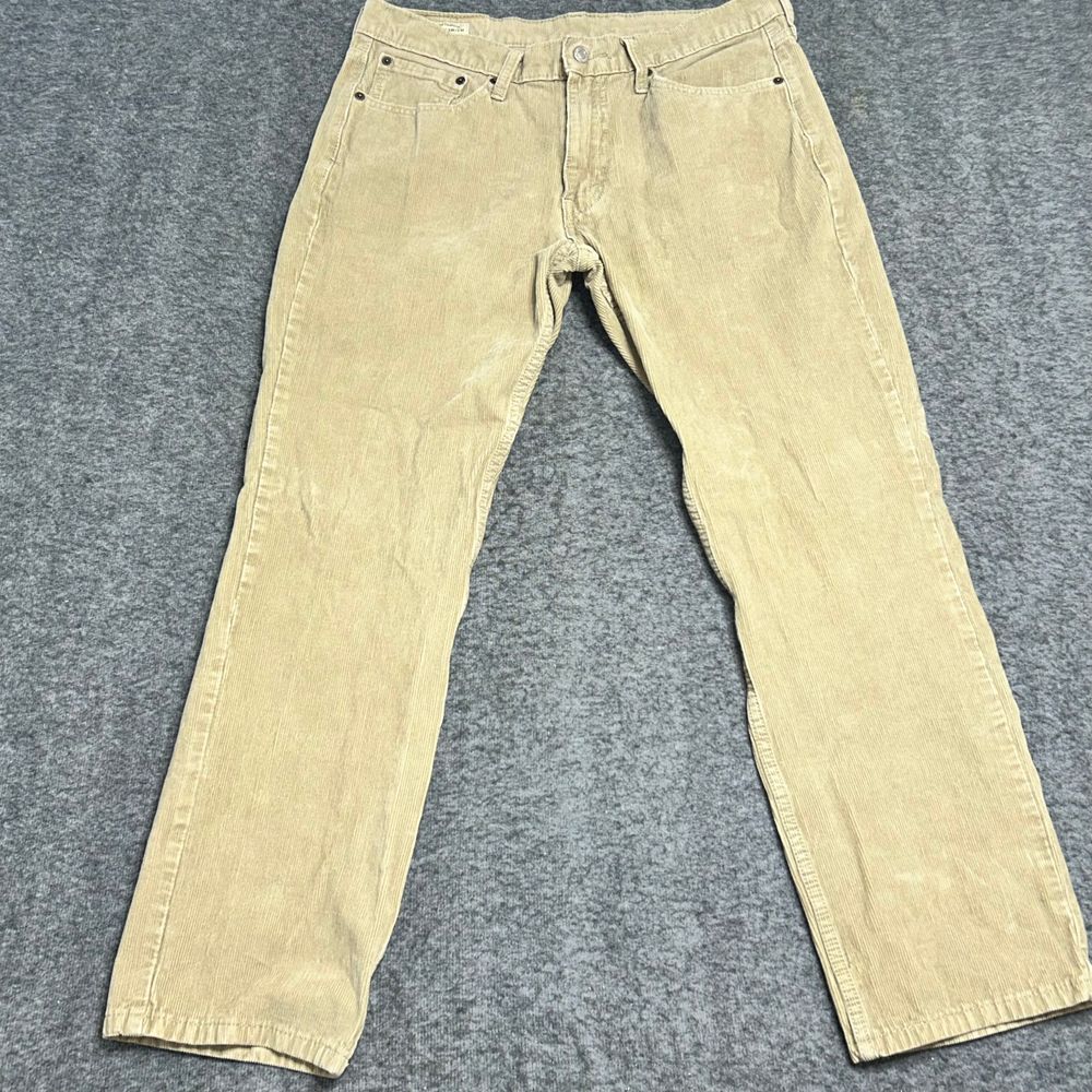 Vtg Levi's Premium Corduroy Straight Leg White Tab Pants Khaki Beige Men's 32x30