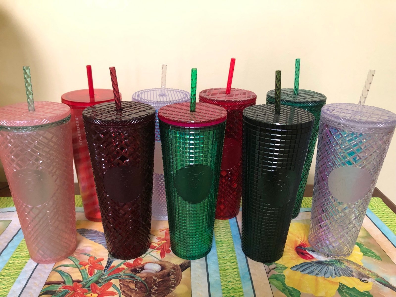 Starbucks 24oz set of 9 New Tumblers Straws Sparkles Textured Venti