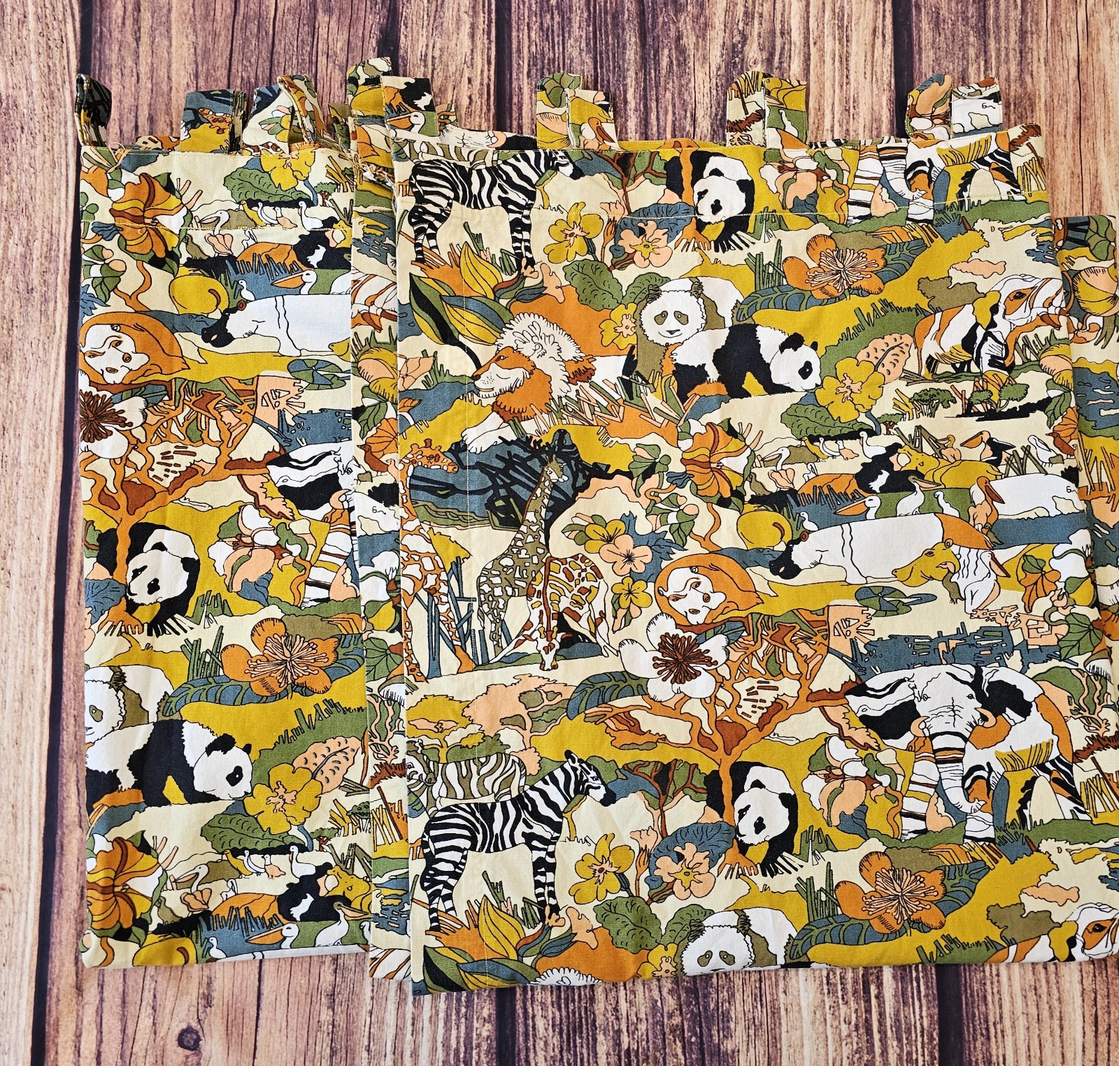 5th Ave Designs Vintage Safari Animal Print Curtain Set 2 Panels 48x43 EarthTone