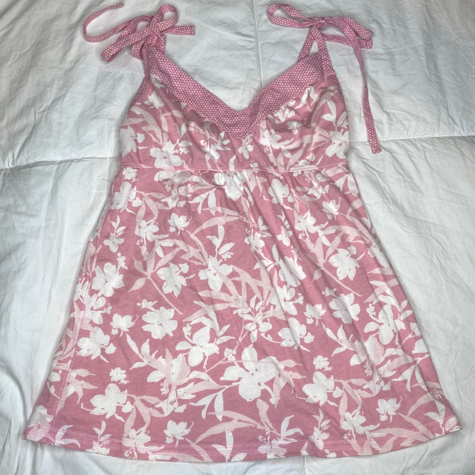 Vintage Abercrombie & Fitch Y2K Babydoll Tie Straps Top Pink M | A&F
