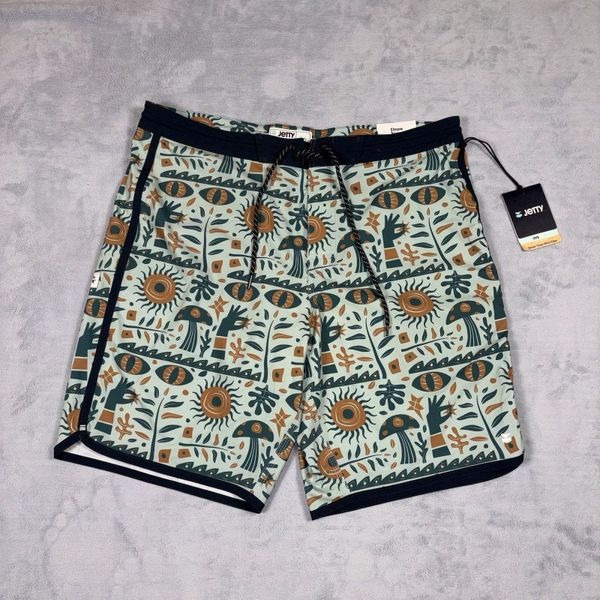 JETTY Atlantic Boardshorts Aqua Men’s Size 36 Swim Trucks Surfing Athletic NWT