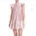 Corey Lynn Calter Dress Pink Metallic Roanne Mini Ruffle Sz M