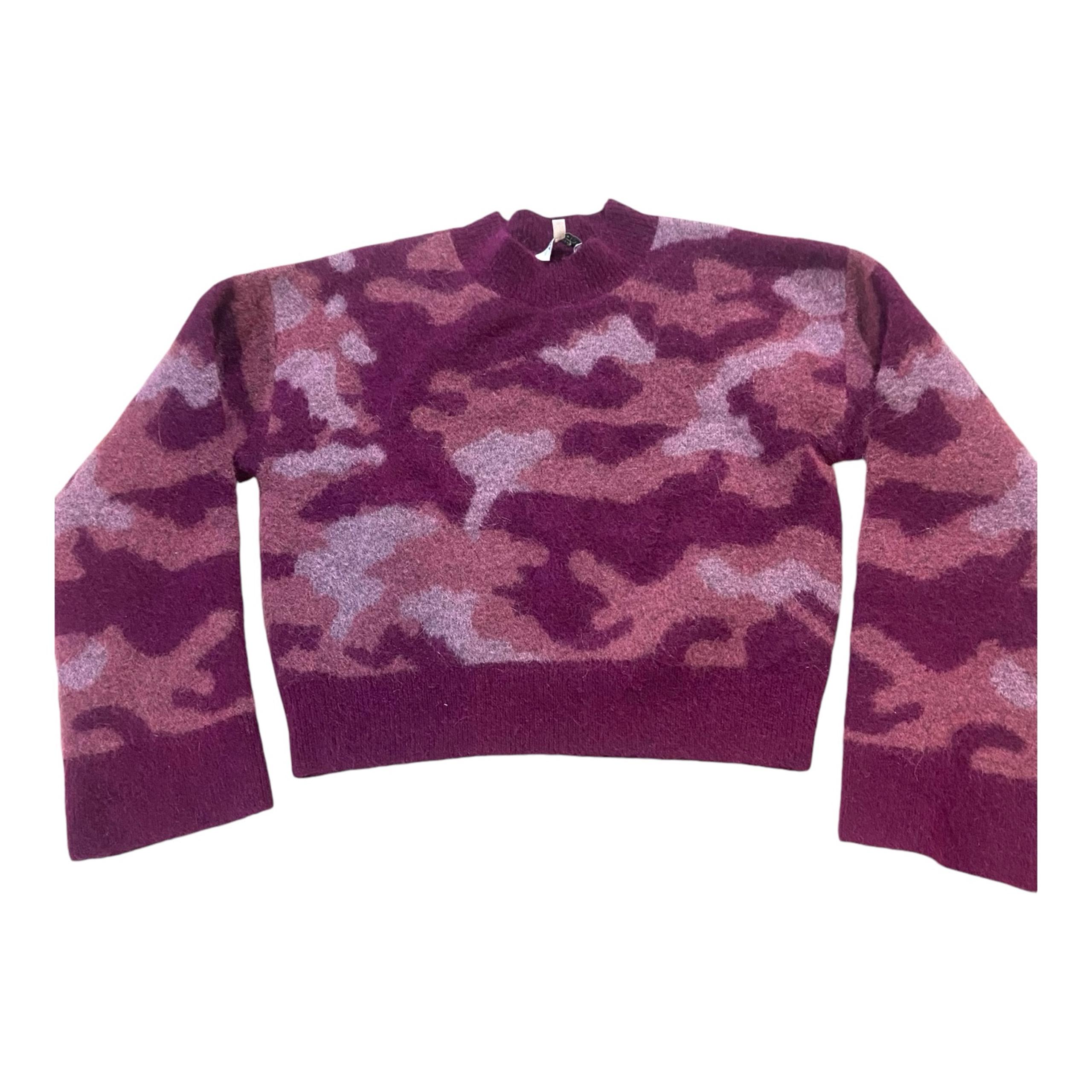 & Other Stories Sweater Camo Jacquard Sweater Mohair Wool Sz M