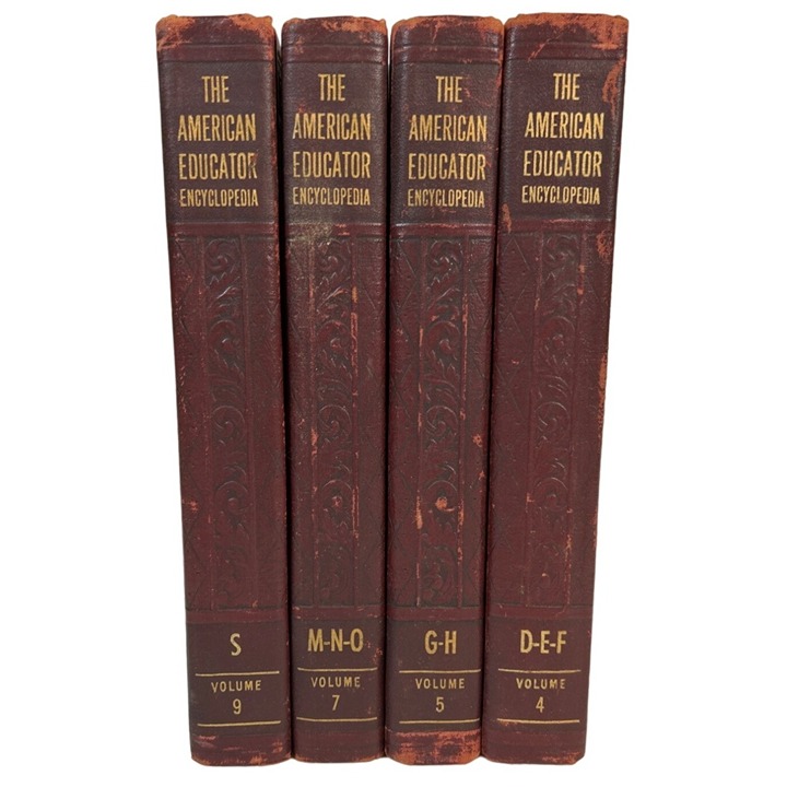 Lot of 4 Decorative Book Stack Staging Prop Shelf Library Vintage Red Gold