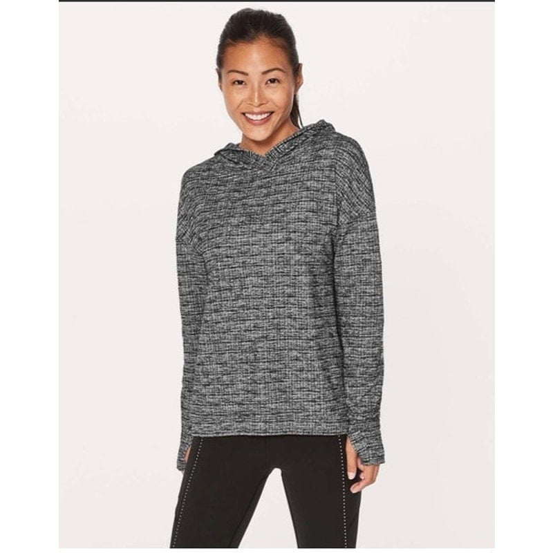 Lululemon Extra Mile Hoodie Pullover Grey Black White size 2