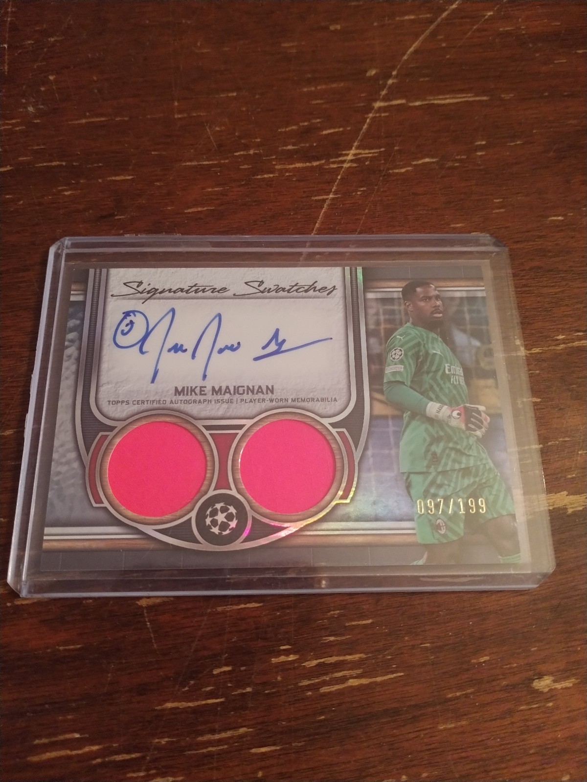 2024 Topps Museum Mike Maignan Dual Patch Auto 097/199 France AC Milan CWC