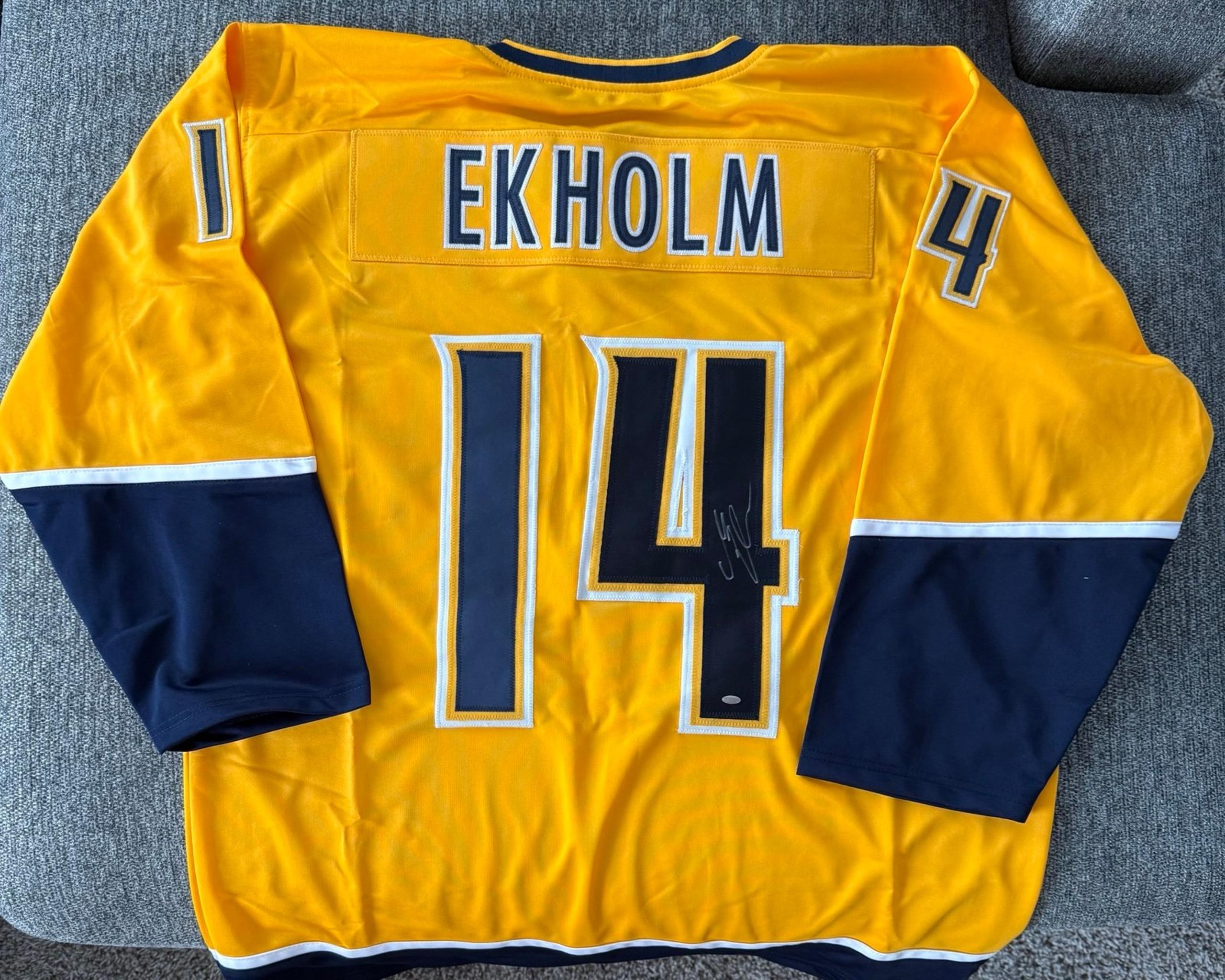 Mattias Ekholm #14 Autographed Custom Nashville Predators Jersey COA Signed