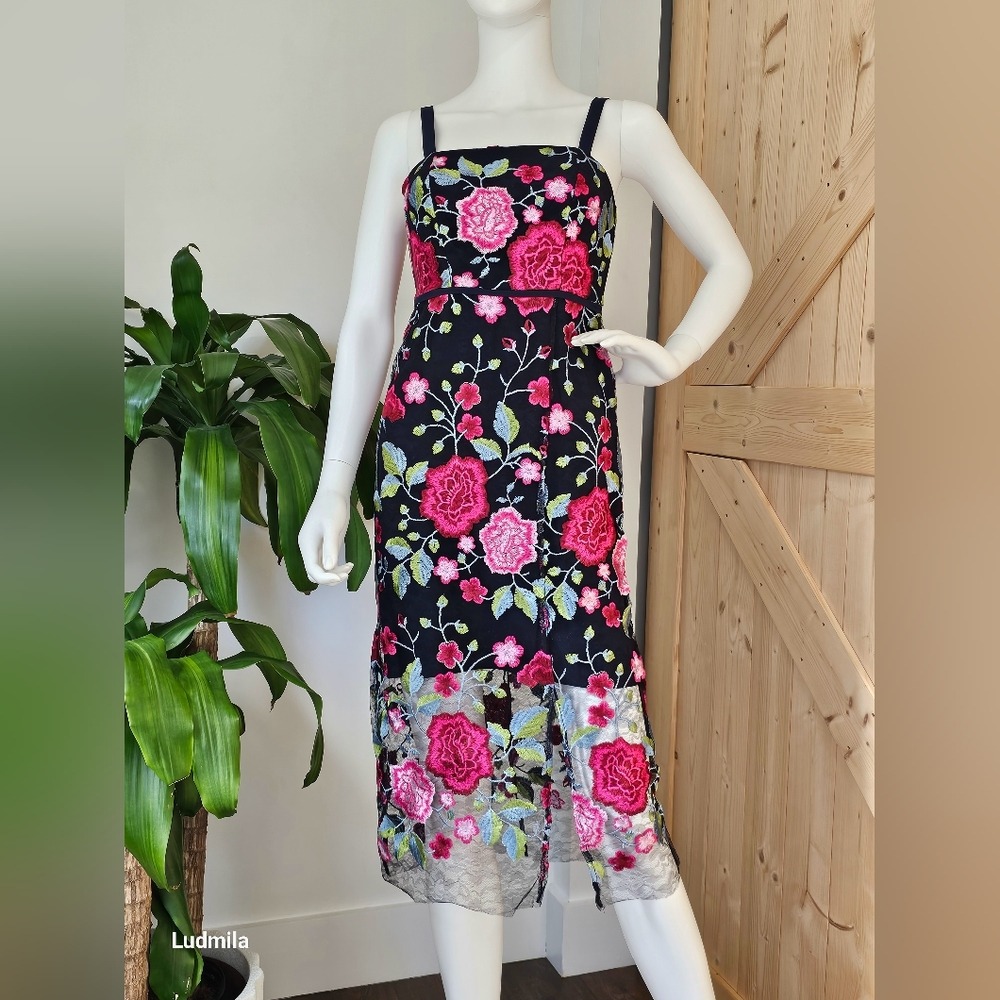 SAM EDELMAN size 0 Floral Embroidered Women's Midi Dress